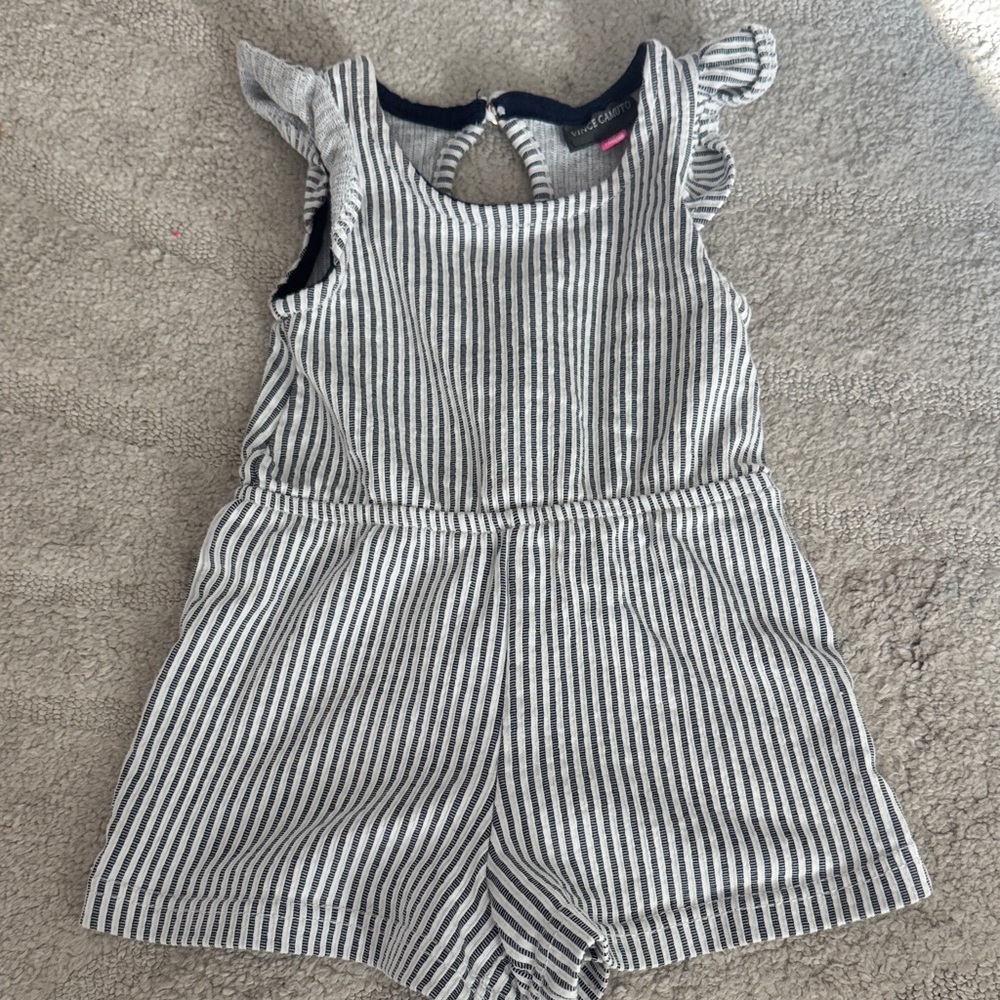 Vince Camuto Girls Navy & White Striped Romper - Size 2T